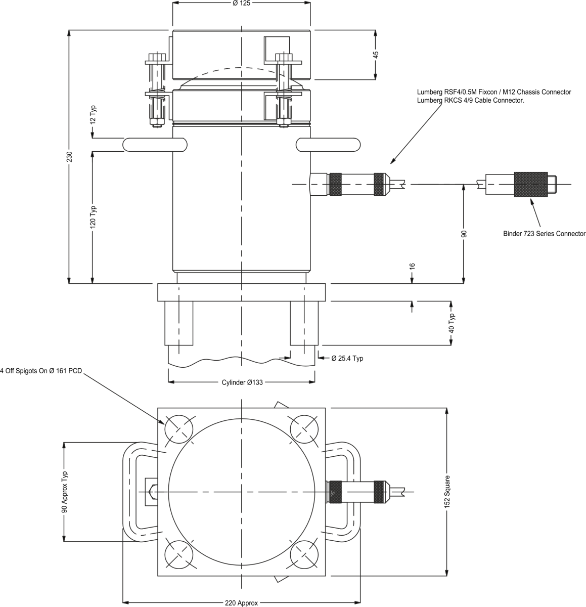 lcm1600 load cell dimensions