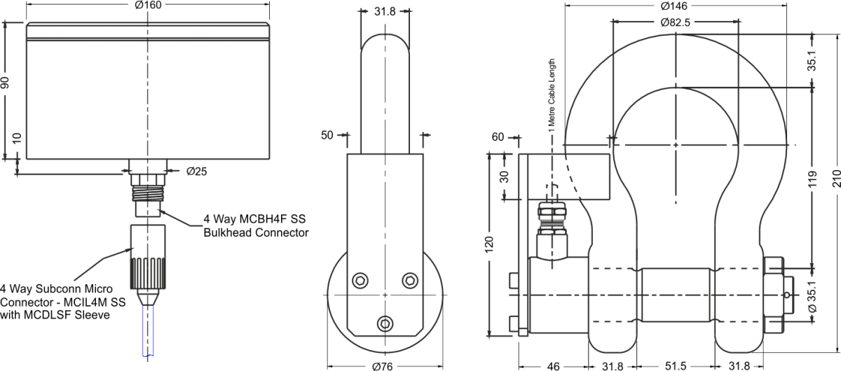 lcm4570 load shackle dimensions