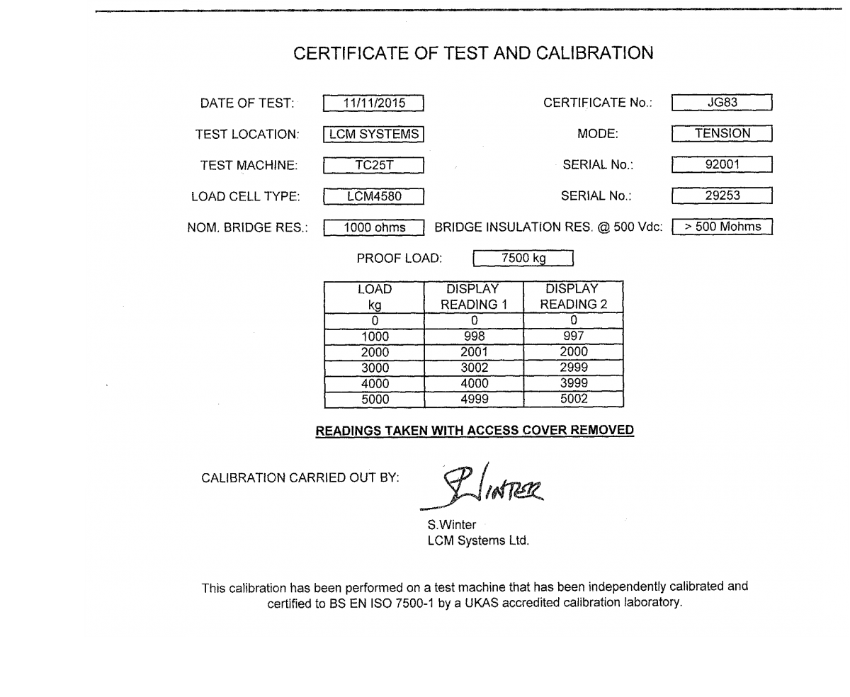 lcm4580 load link calibration data