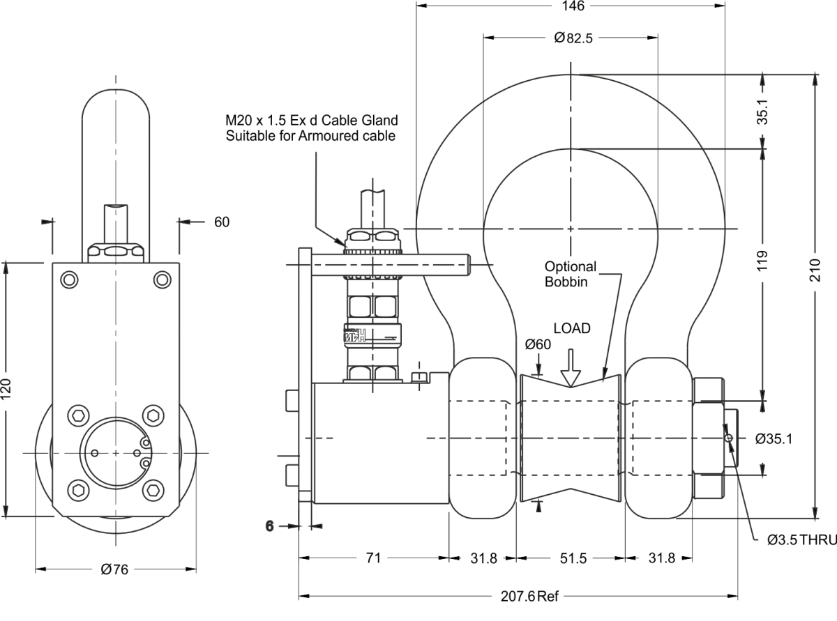 lcm4643 atex load shackle dimensions